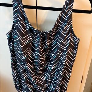 Chevron Patterned Black and White Women's Swim Top